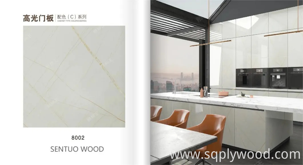 for Interior Wall Panel UV Glossy Laminated Pet Particleboard Melamine MDF